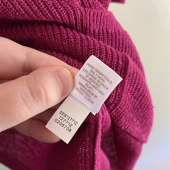 J.Jill Women M Petite Fuchsia Linen Blend Knit Pockets 3/4 Sleeve V-Neck Sweater - Picture 10 of 11